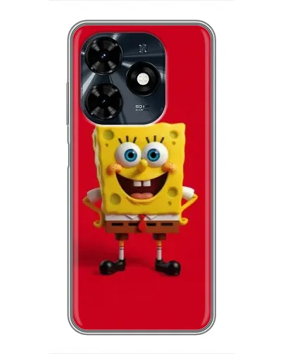 Чехол для TECNO Spark 20c с картинкой «Спанч Боб на красном»