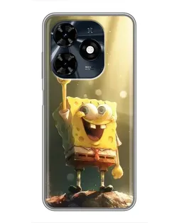 Чехол для TECNO Spark 20c с картинкой «Сияющий Спанч Боб»