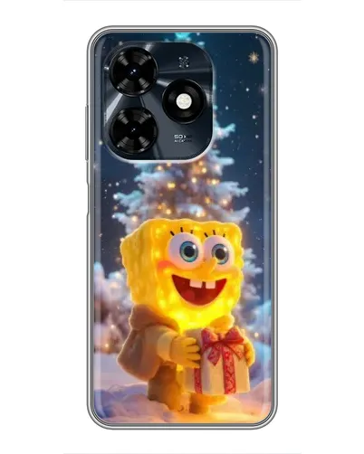 Чехол для TECNO Spark 20c с картинкой «Рождественский Спанч Боб»