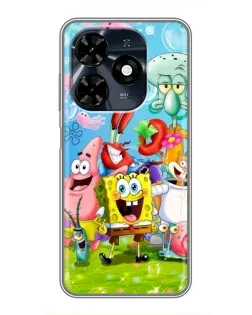 Чохол для TECNO Spark 20c з картинкою «Губка Боб та друзі»
