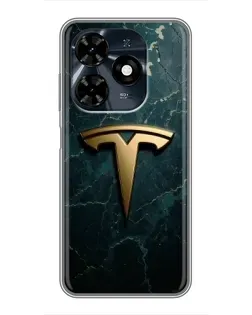 Чохол для TECNO Spark 20c з картинкою «Мармурова Tesla Gold»
