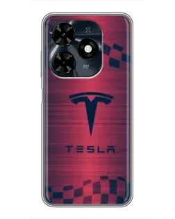Чохол для TECNO Spark 20c з картинкою «Тесла червоний карбон»