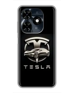 Чохол для TECNO Spark 20c з картинкою «Tesla — срібне авто»
