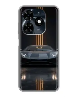 Чохол для TECNO Spark 20c з картинкою «Lamborghini золоті лінії»