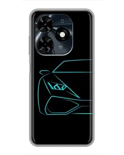 Чохол для TECNO Spark 20c з картинкою «Блакитний силует Lamborghini»