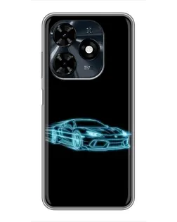 Чохол для TECNO Spark 20c з картинкою «Неоновий контур Lamborghini»