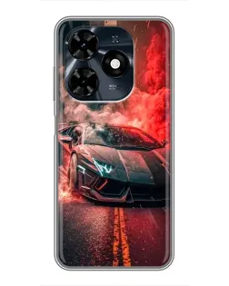Чохол для TECNO Spark 20c з картинкою «Lamborghini червоний дим»