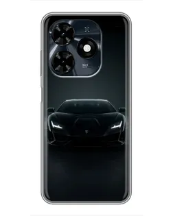 Чохол для TECNO Spark 20c з картинкою «Чорний Lamborghini Aventador»