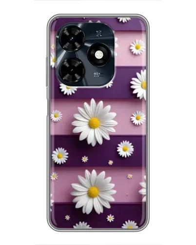 Чохол для TECNO Spark 20c з картинкою «Ромашки на фіолетовому»