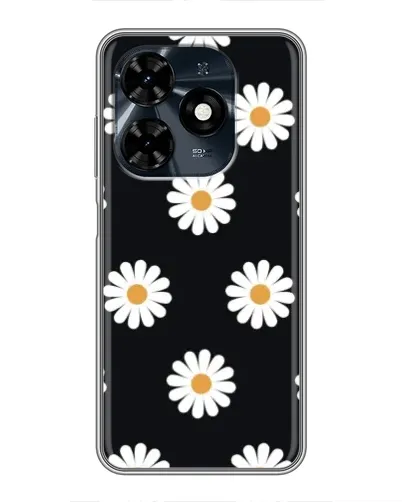 Чохол для TECNO Spark 20c з картинкою «Ромашки на чорному»