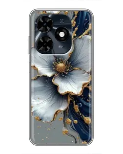 Чохол для TECNO Spark 20c з картинкою «Біла квітка та золотий флюїд» Чохол для TECNO Spark 20c з картинкою «Біла квітка та золотий флюїд»
