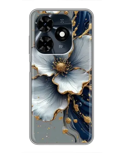 Чехол для TECNO Spark 20c с картинкой «Белый цветок и золотой флюид» Чехол для TECNO Spark 20c с картинкой «Белый цветок и золотой флюид»
