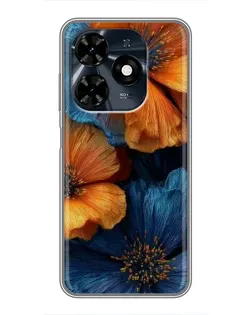 Чохол для TECNO Spark 20c з картинкою «Яскрава синьо-помаранчева флора» Чохол для TECNO Spark 20c з картинкою «Яскрава синьо-помаранчева флора»