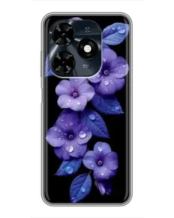 Чохол для TECNO Spark 20c з картинкою «Фіолетові квіти з росою»