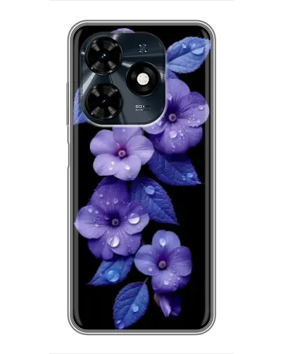 Чохол для TECNO Spark 20c з картинкою «Фіолетові квіти з росою»