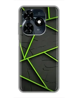 Чохол для TECNO Spark 20c з картинкою «Зелені геометричні лінії»