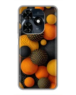 Чохол для TECNO Spark 20c з картинкою «Об'ємні помаранчеві сфери»