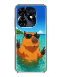 Чехол для TECNO Spark 20c с картинкой «Морская капибара»