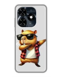 Чехол для TECNO Spark 20c с картинкой «Капибара рэпер даб»