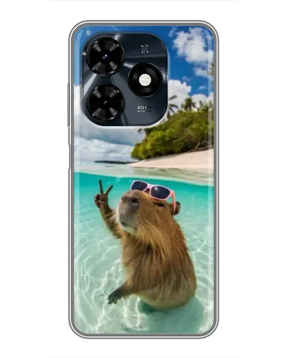 Чехол для TECNO Spark 20c с картинкой «Капибара на море»