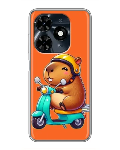 Чехол для TECNO Spark 20c с картинкой «Капибара на скутере»
