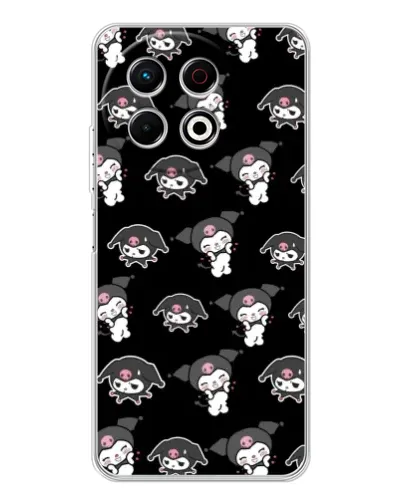Чехол для TECNO Spark 30 Pro с картинкой «Черный паттерн Kuromi»
