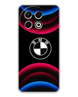 Чехол для TECNO Spark 30 Pro с картинкой «Логотип BMW и неоновые дуги»
