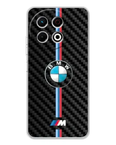 Чехол для TECNO Spark 30 Pro с картинкой «Эмблема BMW и карбон»