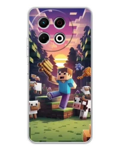 Чехол для TECNO Spark 30 Pro с картинкой «Стив на ферме»