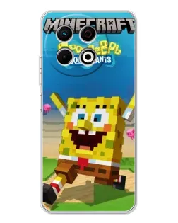 Чехол для TECNO Spark 30 Pro с картинкой «Губка Боб Minecraft»