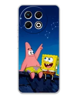 Чехол для TECNO Spark 30 Pro с картинкой «Губка Боб и Патрик ночью»