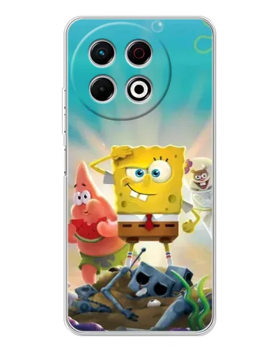 Чехол для TECNO Spark 30 Pro с картинкой «Спанч Боб победитель»
