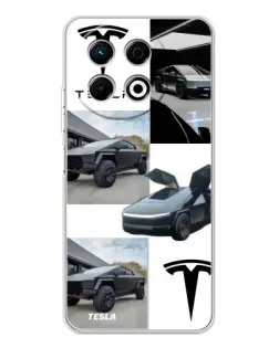 Чохол для TECNO Spark 30 Pro з картинкою «Колаж Cybertruck Tesla»