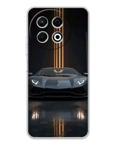 Чехол для TECNO Spark 30 Pro с картинкой «Lamborghini золотые линии»