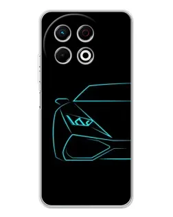 Чехол для TECNO Spark 30 Pro с картинкой «Голубой силуэт Lamborghini»