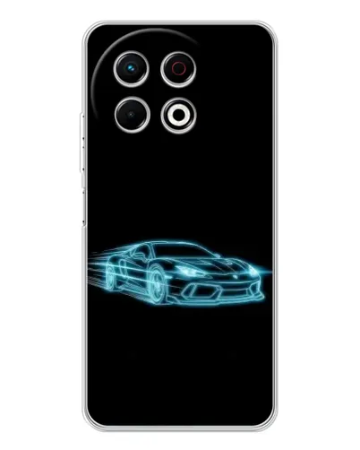 Чехол для TECNO Spark 30 Pro с картинкой «Неоновый контур Lamborghini»