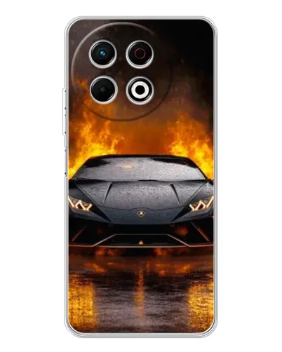 Чехол для TECNO Spark 30 Pro с картинкой «Lamborghini в огне»