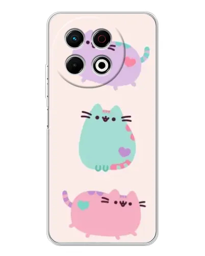 Чехол для TECNO Spark 30 Pro с картинкой «Pusheen трио»