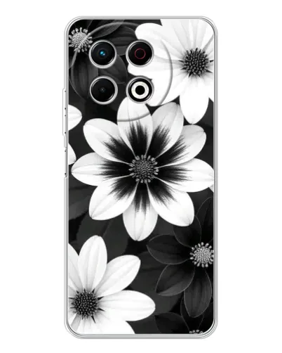 Чехол для TECNO Spark 30 Pro с картинкой «Монохромные астры» Чехол для TECNO Spark 30 Pro с картинкой «Монохромные астры»