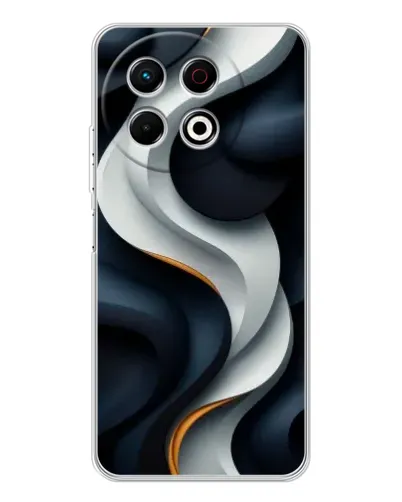 Чехол для TECNO Spark 30 Pro с картинкой «Объемные черно-белые ленты» Чехол для TECNO Spark 30 Pro с картинкой «Объемные черно-белые ленты»