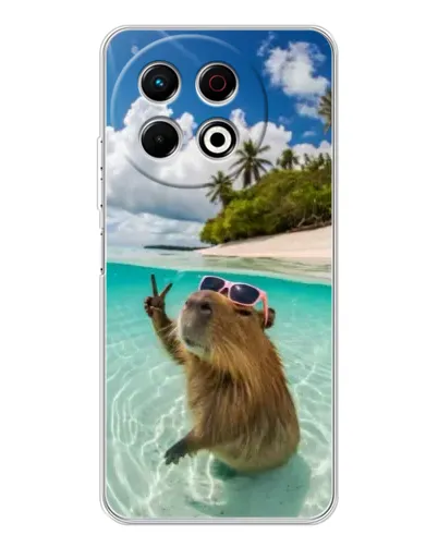 Чехол для TECNO Spark 30 Pro с картинкой «Капибара на море»