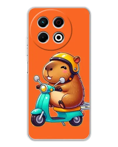 Чехол для TECNO Spark 30 Pro с картинкой «Капибара на скутере»