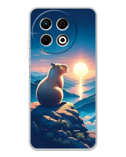 Чехол для TECNO Spark 30 Pro с картинкой «Закат солнца с капибарой»