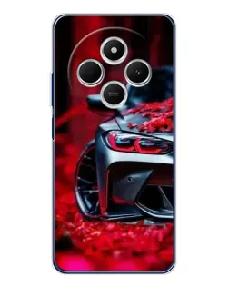 Чехол для TECNO Spark 30 с картинкой «Спортивная BMW и цветы»