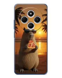 Чехол для TECNO Spark 30 с картинкой «Капибара с пиццей»