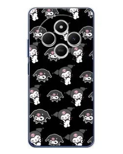 Чехол для TECNO Spark 30C с картинкой «Черный паттерн Kuromi»