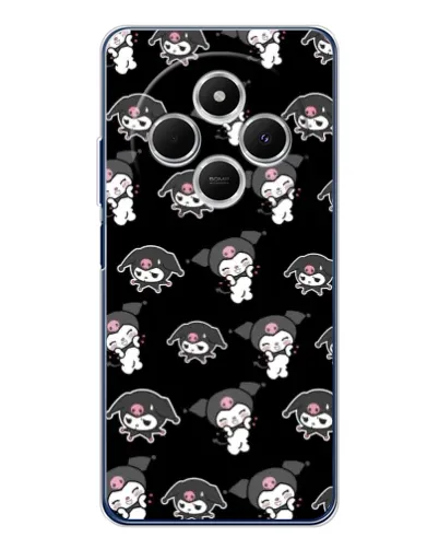 Чехол для TECNO Spark 30C с картинкой «Черный паттерн Kuromi»