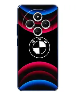 Чехол для TECNO Spark 30C с картинкой «Логотип BMW и неоновые дуги»