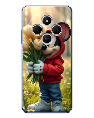 Чехол для TECNO Spark 30C с картинкой «Микки с тюльпанами»