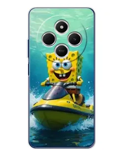 Чехол для TECNO Spark 30C с картинкой «Спанч Боб на гидроцикле»